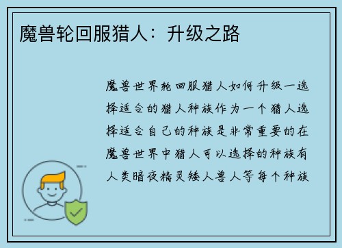 魔兽轮回服猎人：升级之路